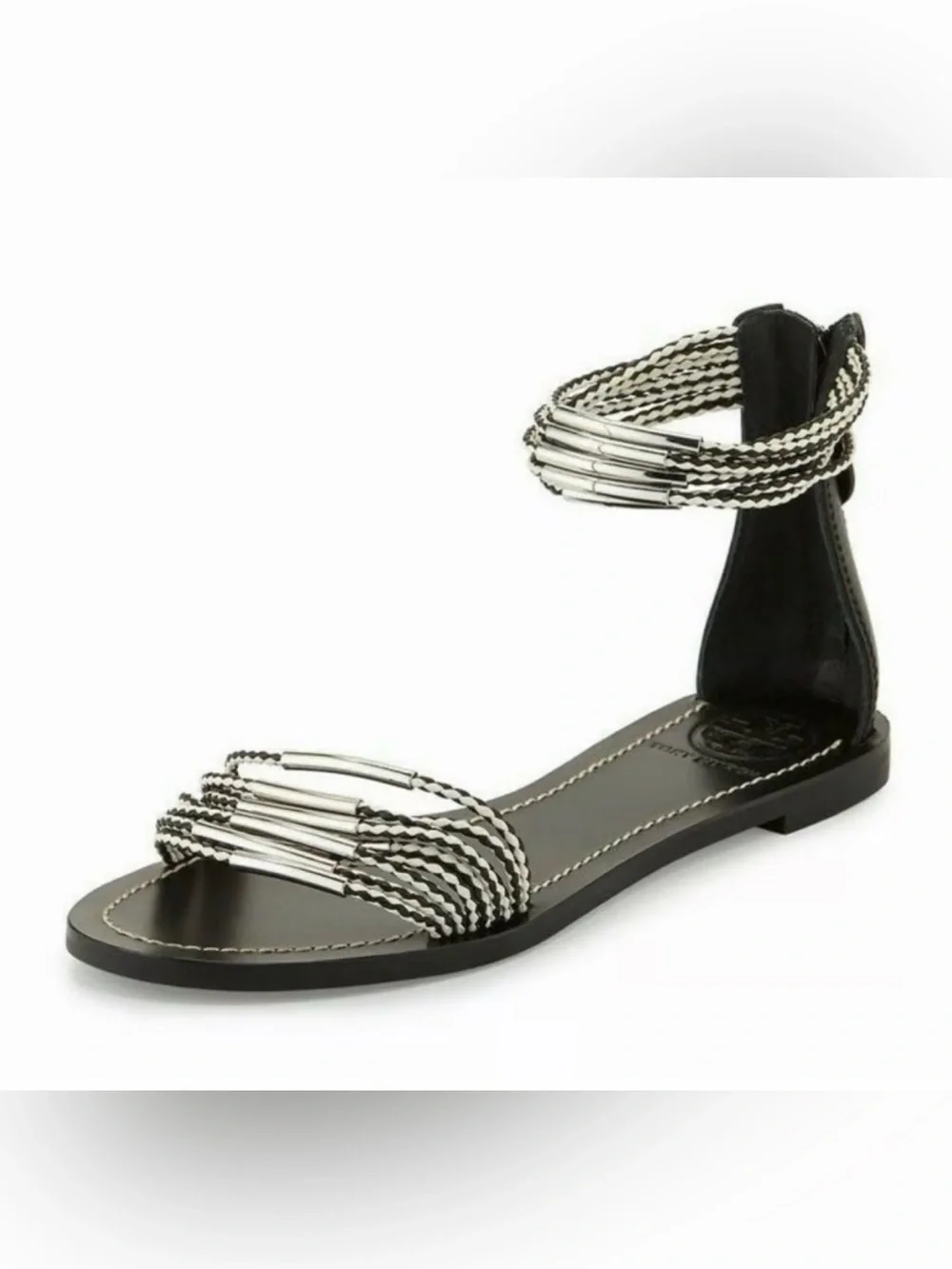 Tory Burch Mignon Braided Ankle-Strap Leather Sandals size 6